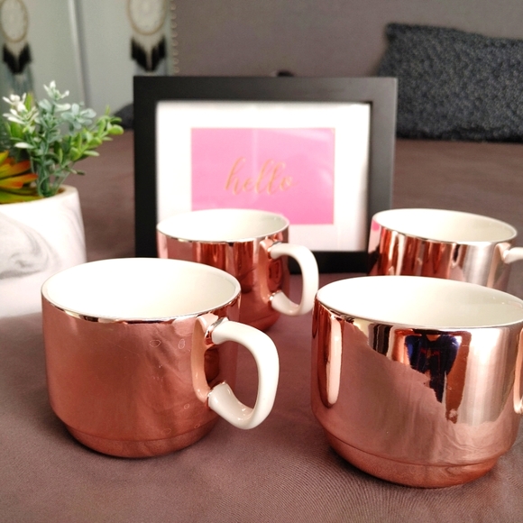 Set of 4 rose gold coffee cups - Picture 2 of 5
